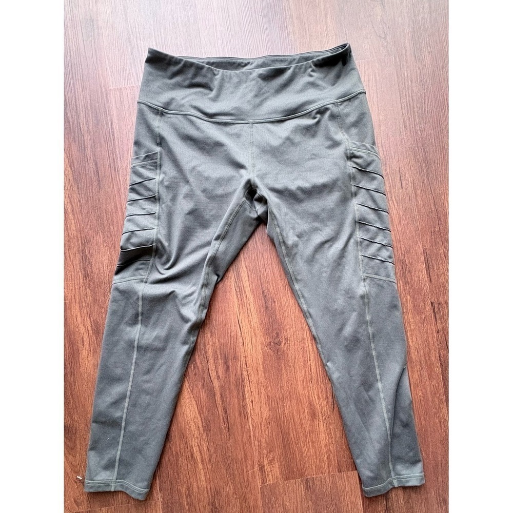Charcoal Gray Athleisure Yoga Crop Leggings L Gorpcore Loungewear
